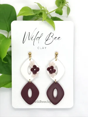 Double Drop Red Flower Dangles