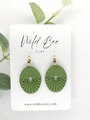 Greeny -Oval Shape Earrings