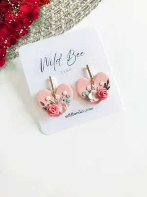 Pinky Floral Heart Dangle