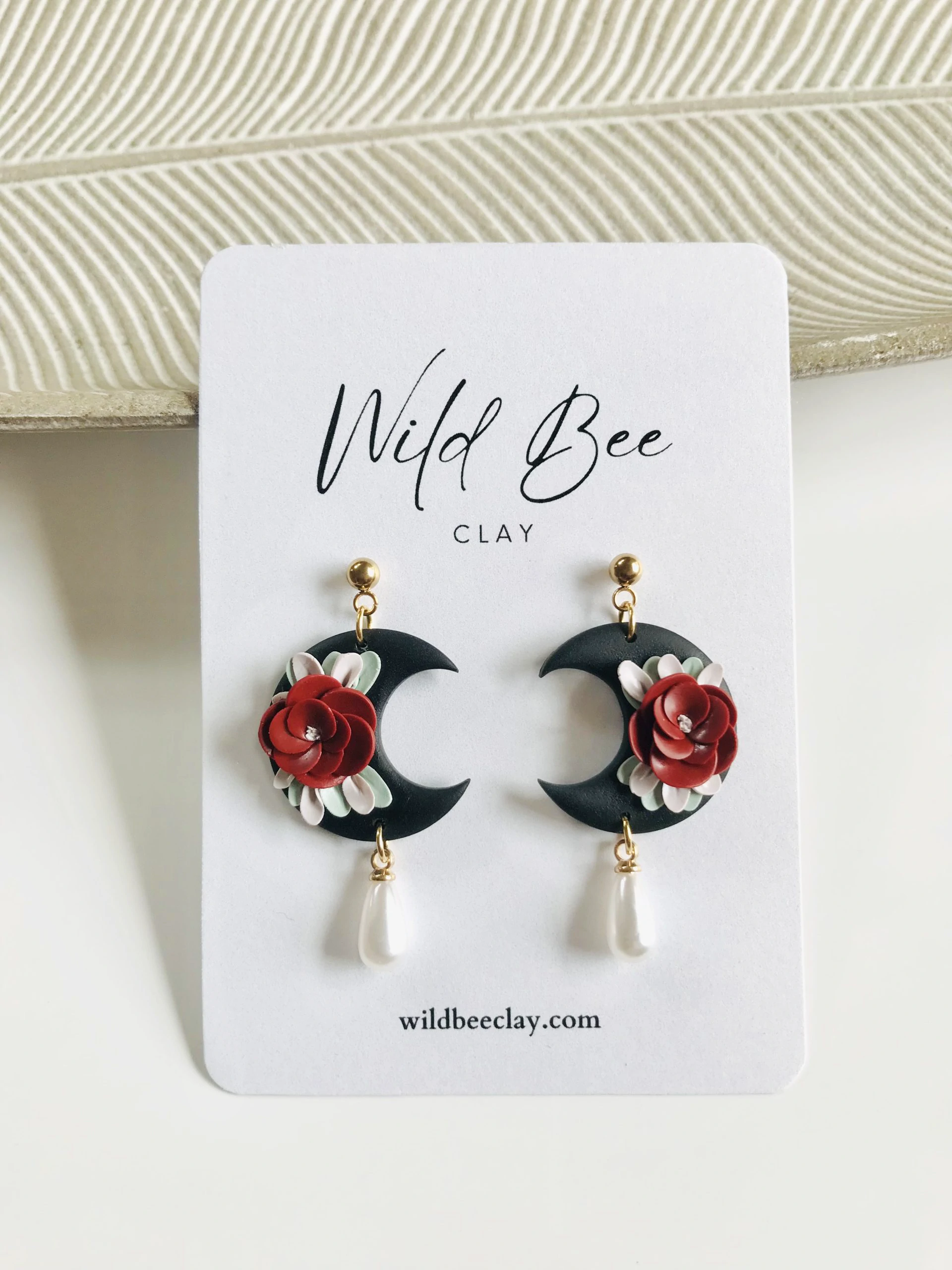 Black Moon Flower Pearl Dangles