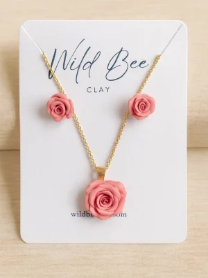 Pink Rose Jewellery Set