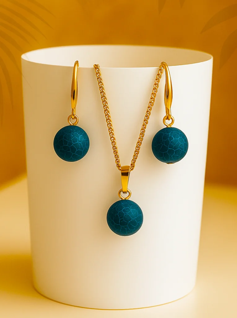 Natural Stone Beads Jewellery- Dark Blue Marble