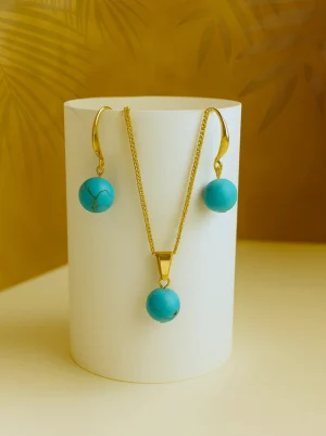 Natural Stone Beads Jewellery -Sky Blue Marble