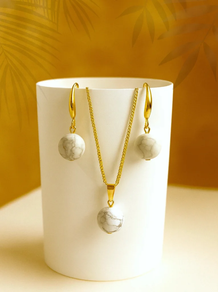 Natural Stone Beads Jewellery- White Marble
