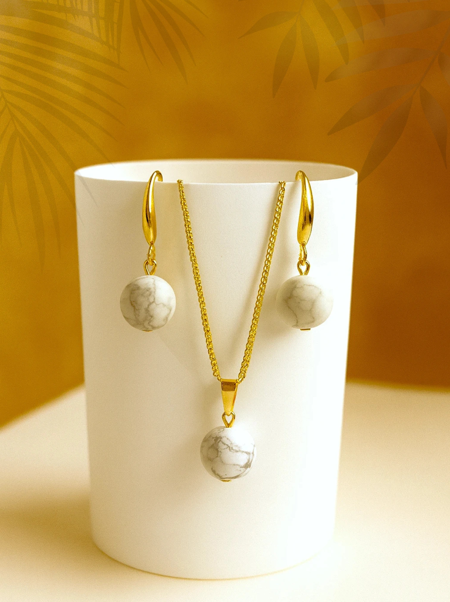 Natural Stone Beads Jewellery- White Marble