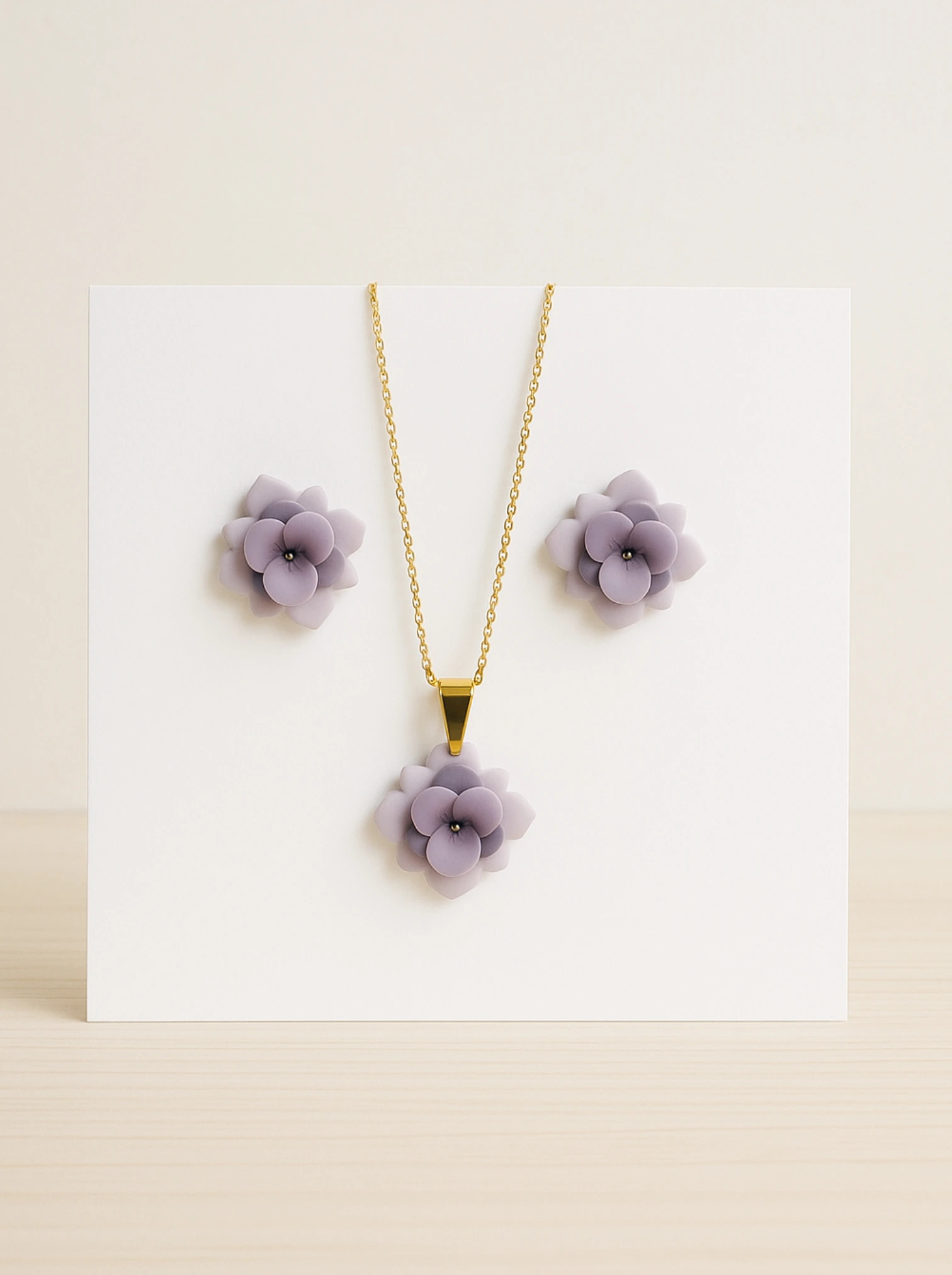 Purple Shades Flower Jewellery Set